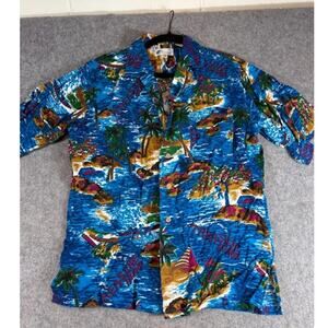 VTG 70s Islander Hawaiian Shirt Men Medium Rayon Treasure Island Beachy Vacation